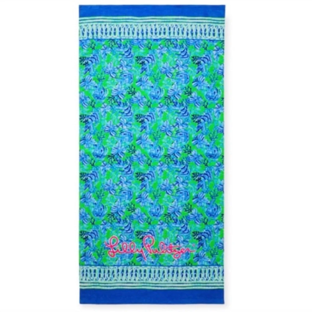 NEW Lilly Pulitzer Cabana Green Keepin It Reel Engineered Beach Towel